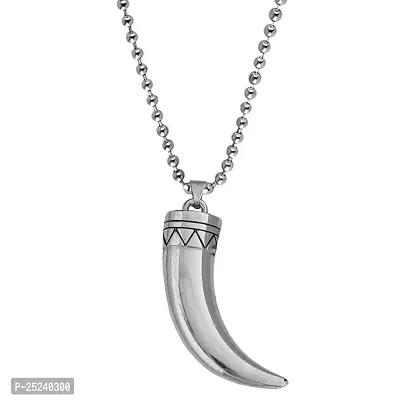 M Men Style Stylish Tiger Nail Shape Silver Plated Pendant Necklace Chain For Men And Women SPn2022408-thumb0
