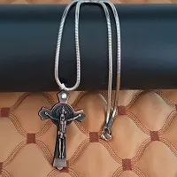 M Men Style Religious Christian JesusCross Crucifix Locket with Snake Chain Copper Metal Pendant Necklace for Unisex-thumb2