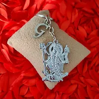 M Men Style Hindu Deity Powerful Mata Goddess Maha Kali Kalika Devi Initial Letter Alphabet - G Silver Zinc And Metal Keychain For Men And Women-thumb2