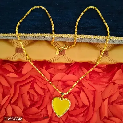 M Men Style Couple Heartshape Forever Heart to Close Openable Photoframe with Chain Pendant Gold,Yellow Zinc Metal Heart Pendant For Unisex-thumb3