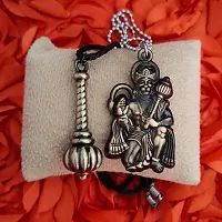 M Men Style Hindu Lord Bajrangbali Hanuman idol Monkey God Of Devotion Ball Chain With Gada Bronze Zinc Metal And Cotton Dori Pendant Necklace For Men And Women SPn2022816-thumb3
