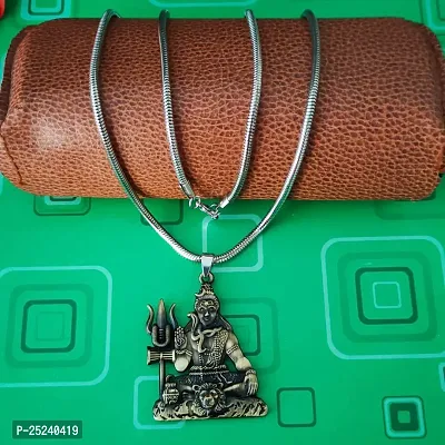 M Men Style Lord Shiv Shankar Mahadev Bholenath Trishul Damaru Snake Chain Bronze Zinc And Metal Pendant Necklace For Men And Women SPn20221059-thumb3