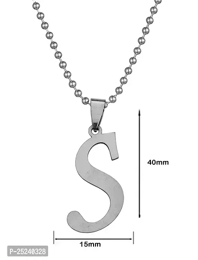 Uniqon Unisex Metal Fancy  Stylish Trending Name English Alphabet 'S' Letter Locket Pendant Necklace With Ball Chain For Men's And Women's-thumb2