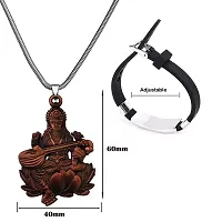 M Men Style Religious Godess Sarswati Snake Chain Locket Om Yoga Charm Bracelet Copper Silver Metal Stainless Steel Combo Set For Men SComboa31-thumb2