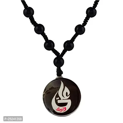 M Men Style Muslim Ya Ali Waris Imam Zamin Black Crystal And Cotton Dori Necklace Chain For Men And Women SMa202250-thumb2