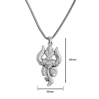 M Men Style Lord Shiv Engraved Trishul Damru Shiv Symbols Pendant Necklace Silver Stainless Steel Necklace Chain for-thumb1