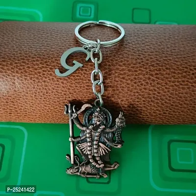 M Men Style Hindu Deity Powerful Mata Goddess Maha Kali Kalika Devi Initial Letter Alphabet - G Copper Zinc And Metal Keychain For Men And Women-thumb4