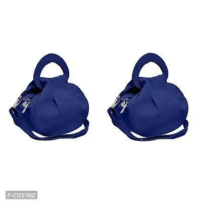 Stylish Navy Blue PU Solid Sling Bags For Women Pack Of 2