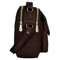 Stylish Brown PU Solid Sling Bags For Women-thumb3