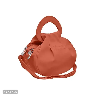 Stylish Peach PU Solid Sling Bags For Women