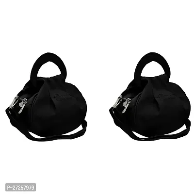 Stylish Black PU Solid Sling Bags For Women Pack Of 2-thumb0