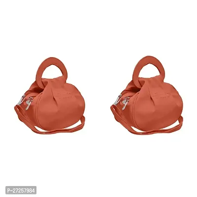 Stylish Peach PU Solid Sling Bags For Women Pack Of 2