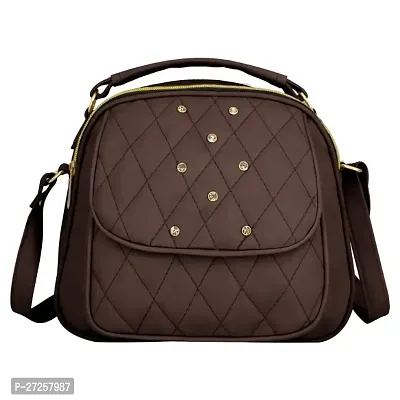 Stylish Brown PU Solid Sling Bags For Women-thumb3