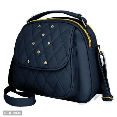Stylish Navy Blue PU  Sling Bags For Women-thumb0