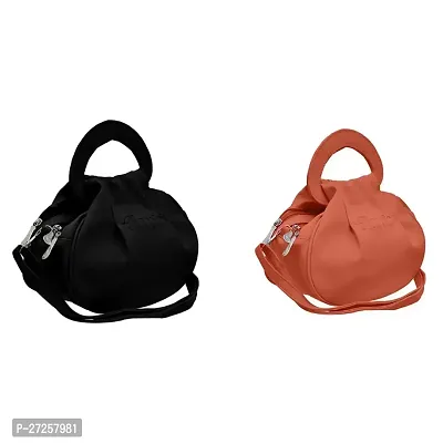 Stylish Multicoloured PU Solid Sling Bags For Women Pack Of 2
