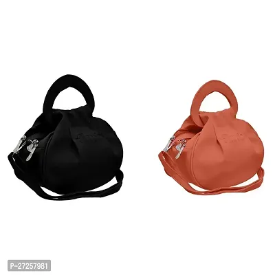 Stylish Multicoloured PU Solid Sling Bags For Women Pack Of 2-thumb0