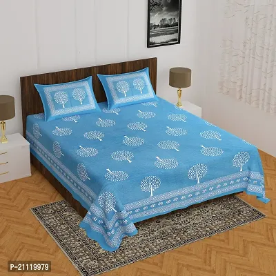 Comfortable Cotton Printed Double Bedsheet with Two Pillow Covers