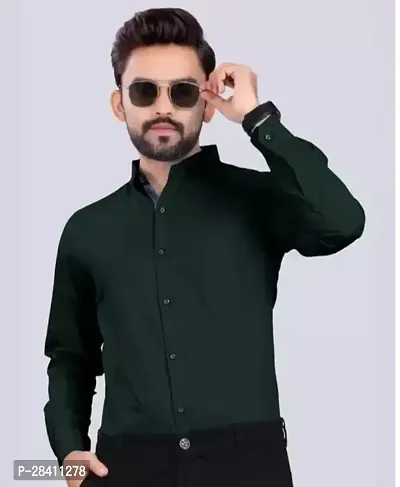 Reliable Green Cotton Solid Long Sleeve Formal Shirts For Men-thumb0