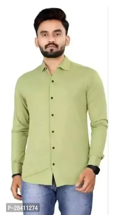 Reliable Green Cotton Solid Long Sleeve Formal Shirts For Men-thumb0