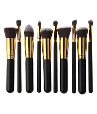 Skinplus 10 Pcs Professional Kabuki Foundation Powder (Pack Of 10) Synthetic Foundation Brush, Face Contour Brush 100 Gm-thumb1