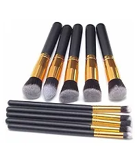 Skinplus Natural Makeup Brush Set Of 10 (Black) Natural Foundation Brush, Mineral Powder Brush 100 Gm-thumb2