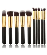 Skinplus Natural Makeup Brush Set Of 10 (Black) Natural Foundation Brush, Mineral Powder Brush 100 Gm-thumb3