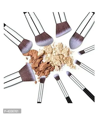 Skinplus Synthetic Makeup Brush Set Of 10 (Black) Synthetic Foundation Brush Pack Of 1 - 80 Gm