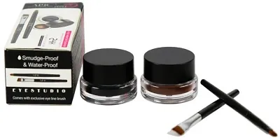 Black And Brown Gel Eyeliner With Eyelash And Eyelash Glue (3 Items In The Set-thumb1