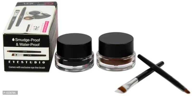 Black And Brown Gel Eyeliner With Eyelash And Eyelash Glue (3 Items In The Set-thumb2