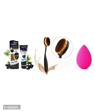 Beauty Blender, Contour Brush, Charcoal Face Mask Cream 130 Gm Pack Of 3