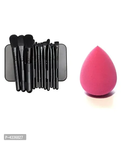 Katti Del Coco Black Makeup Brush With Tin Box And With Puff Synthetic Foundation Brush 50 Gm