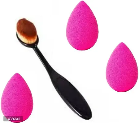 Makeup Sponge Set With Foundation Brush, Foundation Beauty Blender For Liquid Cream And Powder And Professional Beauty Blender Sponge  Foundation Brush (4 Items In The Set)