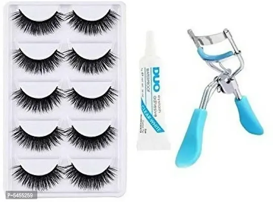 False Eyelashes Set Of 5 Eyelashes Glue Eyelash Curler 7 Items In The Set Beauty Kits And Combos Makeup Tools-thumb0