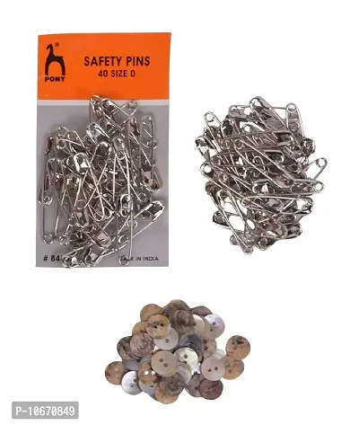 Vardhman Stainless Steel Rust Free and Nickel Pony Safety Pins - 200 Pieces-thumb0