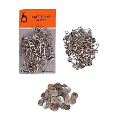 Vardhman Stainless Steel Rust Free and Nickel Pony Safety Pins - 200 Pieces