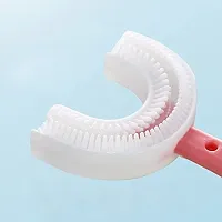 JEFFY U Shaped Baby Pink Toothbrush for Kids Manual Whitening Silicone Brush Head for Children Infant For 2-6 Years Mouth-Cleaning-thumb1