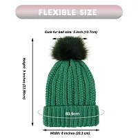 JEFFY Girl's & Women Winter Pompom Beanie Hat with Warm Fleece Lined, Thick Slouchy Snow Knit Skull Ski Cap Pink Colour-thumb2
