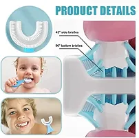 JEFFY U Shaped Baby Pink Toothbrush for Kids Manual Whitening Silicone Brush Head for Children Infant For 2-6 Years Mouth-Cleaning-thumb4