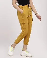 Elegant Yellow Blended Solid Joggers For Women-thumb1