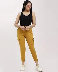 Elegant Yellow Blended Solid Joggers For Women-thumb3