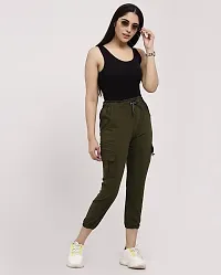 Elegant Green Blended Solid Joggers For Women-thumb4