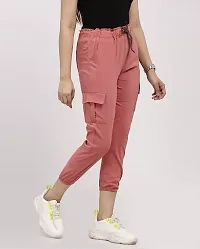 Elegant Pink Blended Solid Joggers For Women-thumb1