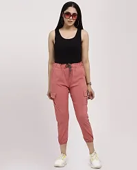 Elegant Pink Blended Solid Joggers For Women-thumb2