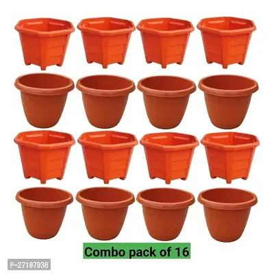 Plastic Flower Pot For Home Decoration-Pack Of 16