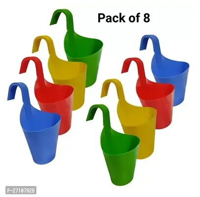 Multicolored Plastic Flower Pot For Home Decoration-Pack Of 8-thumb0