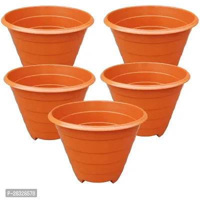 Plastic Big Size Gamla for Plants / Round Planter Container Set Red / Stylish and Attractive Pot (Pack of 5)-thumb0