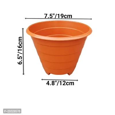 Plastic Big Size Gamla for Plants / Round Planter Container Set Red / Stylish and Attractive Pot (Pack of 5)-thumb2