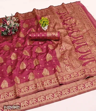 Stylish Art Silk Pink Woven Design Saree with Blouse piece For Women