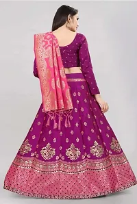 Traditional Art Silk Purple Semi Stitched Zari Work Lehenga Choli With Dupatta Set For Women-thumb1