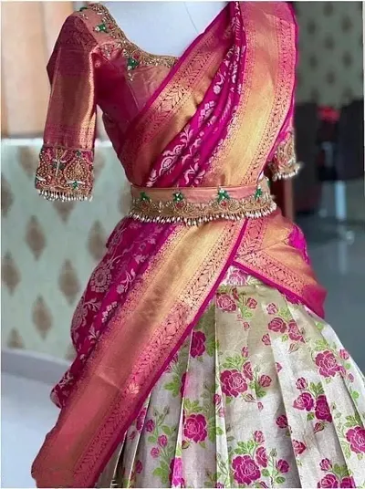 Stylish Banarasi Silk Jacquard Lehenga Choli With Dupatta Set For Women